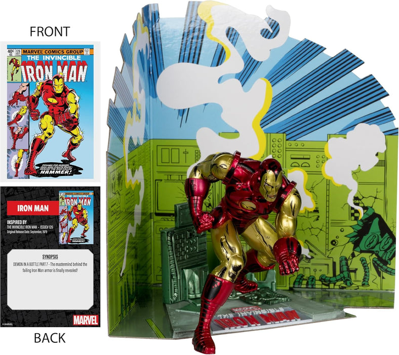 McFarlane Toys - Marvel Iron Man Posed Figur im Massstab 1:10 mit Szene (The Invincible Iron Man 126