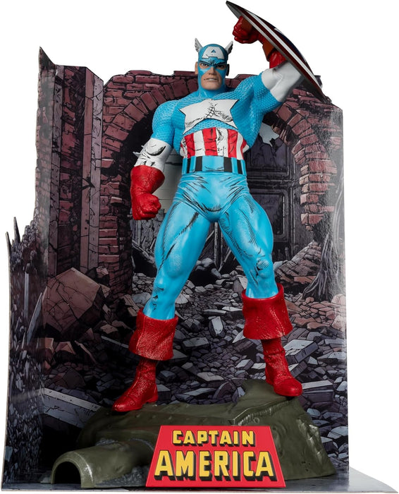 McFarlane Toys - Marvel Captain America Posierte Figur im Maßstab 1:6 mit Szene und Comic (The Amazing Spider-Man #323
