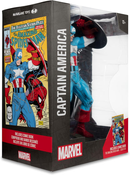 McFarlane Toys - Marvel Captain America Posierte Figur im Maßstab 1:6 mit Szene und Comic (The Amazing Spider-Man #323