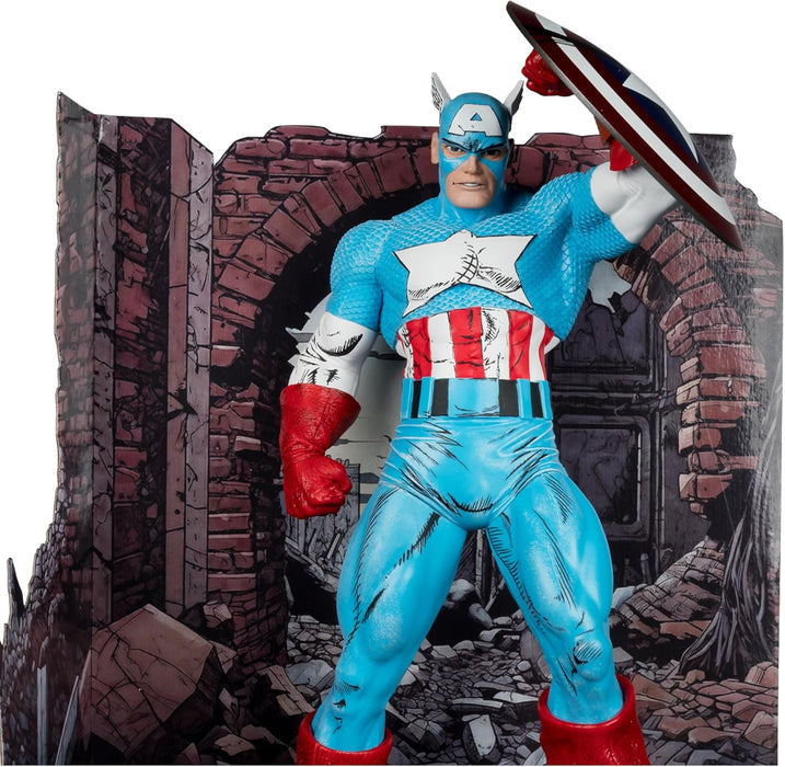McFarlane Toys - Marvel Captain America Posierte Figur im Maßstab 1:6 mit Szene und Comic (The Amazing Spider-Man #323