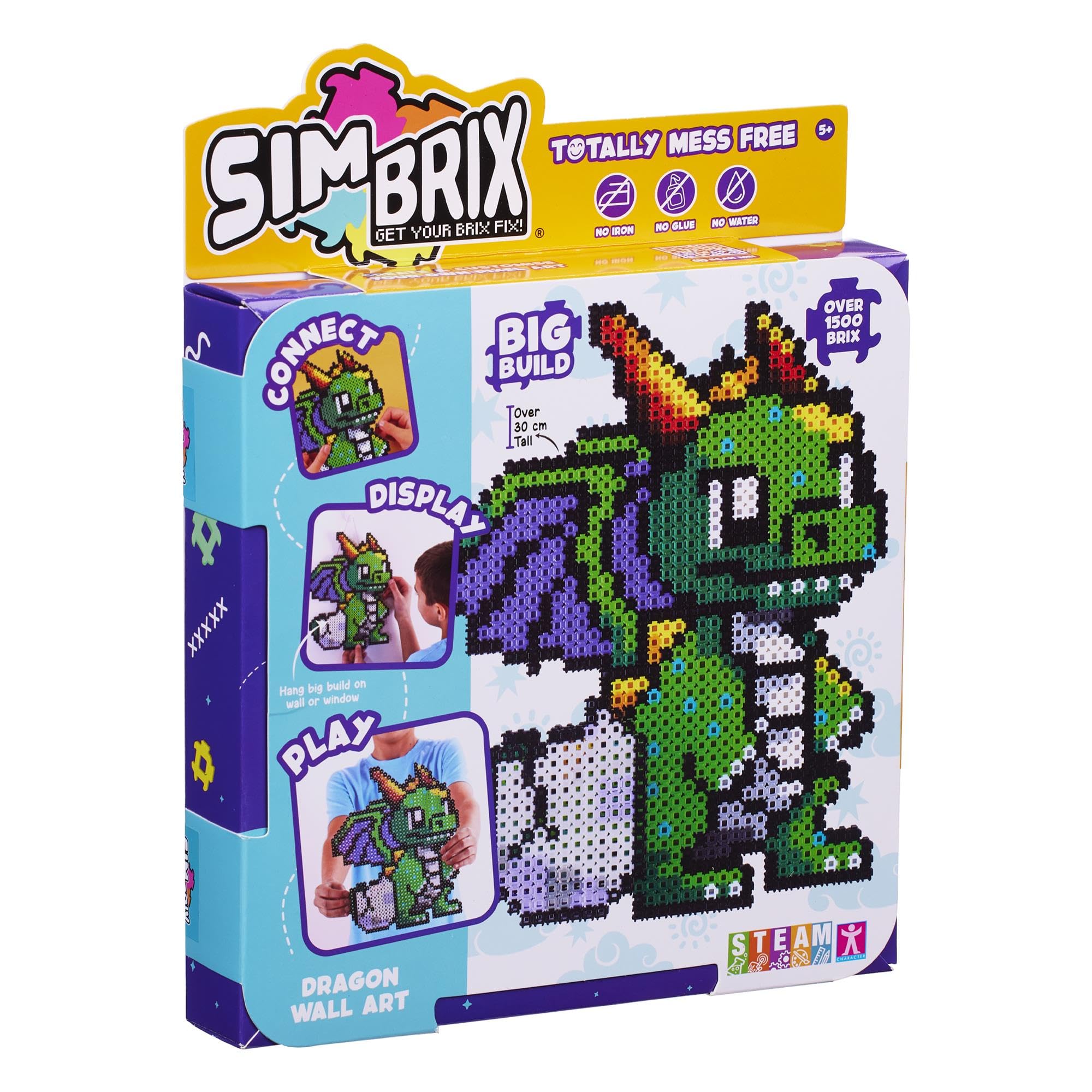 Simbrix 08249 Big Builds Dragon 1500+ brix crafts toys for boys and girls Pixel wall art and 3D display, Multicolour