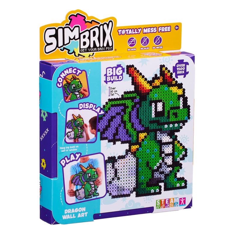 Simbrix 08249 Big Builds Dragon 1500+ brix crafts toys for boys and girls Pixel wall art and 3D display, Multicolour