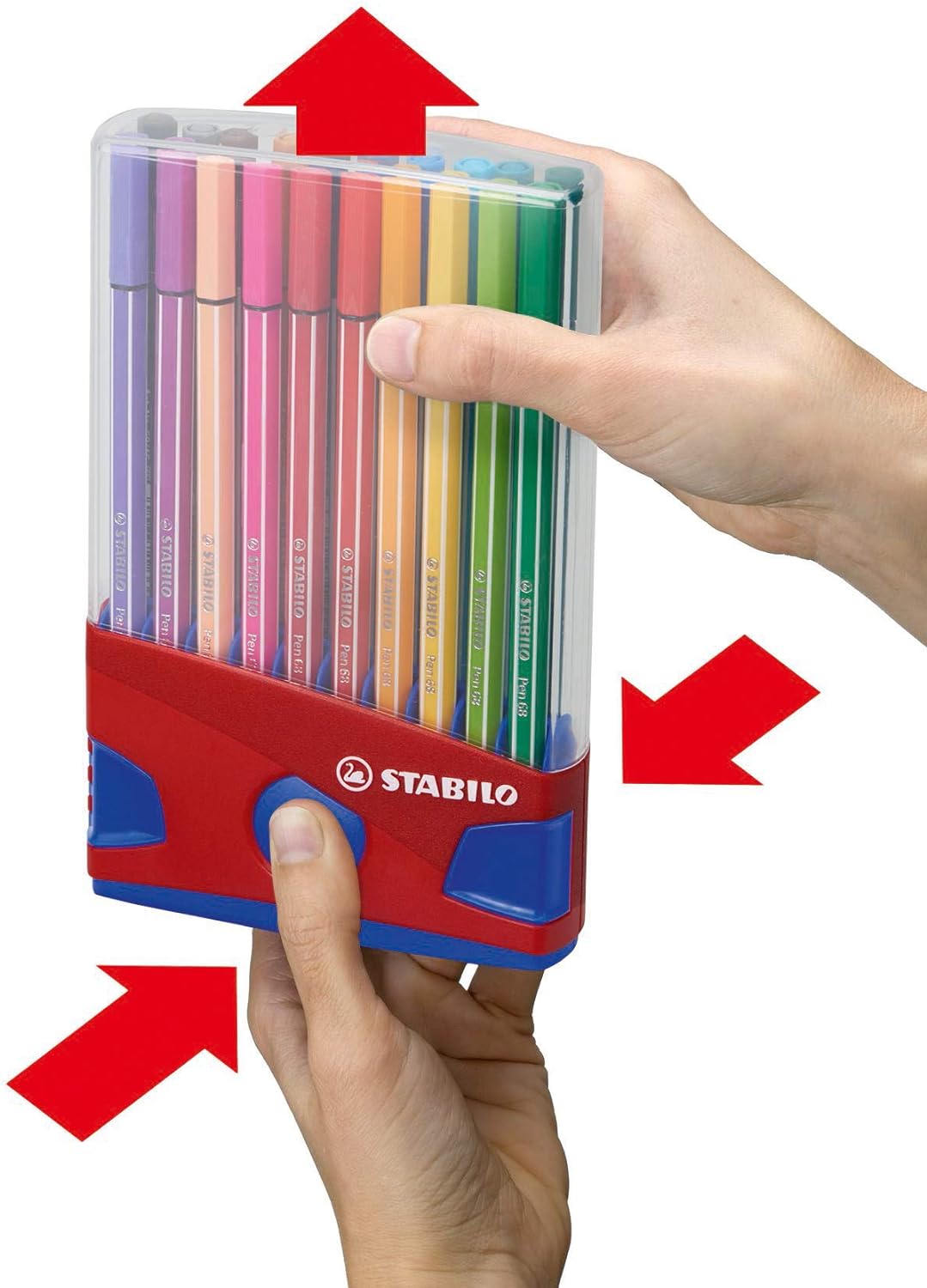 Premium Fibre-Tip Pen - STABILO Pen 68 - ColorParade in Red/Dark Blue - Pack of 20 - Assorted Colours
