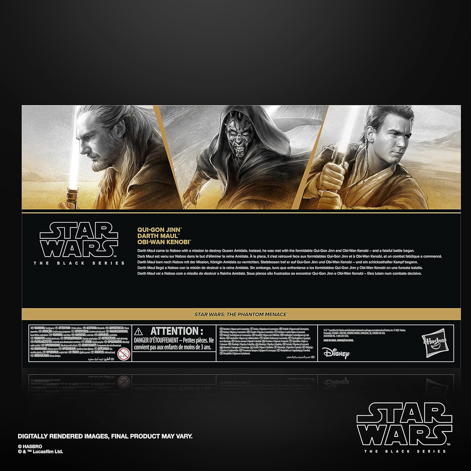 Star Wars The Black Series Qui-Gon Jinn, Darth Maul, Obi-Wan Kenobi Star Wars: The Phantom Menace 6 Inch Action Figures