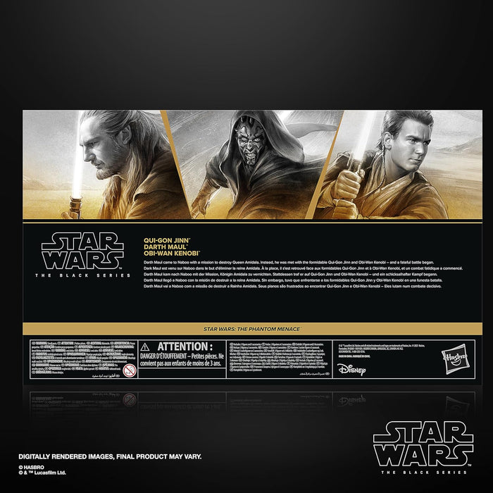 Star Wars The Black Series Qui-Gon Jinn, Darth Maul, Obi-Wan Kenobi Star Wars: The Phantom Menace 6 Inch Action Figures