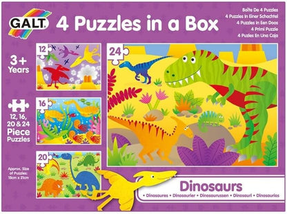 Galt Toys, 4 Puzzles in a Box - Dinosaurs, Dinosaur Jigsaw Puzzle for Kids, Ages 3 Years Plus