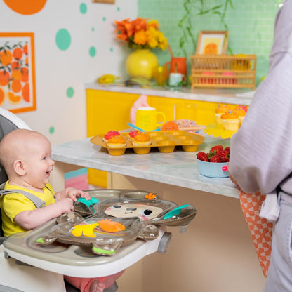 Alfombra de juegos inflable con agua para el tiempo boca abajo Hungry Monkey de Bright Starts, juguete sensorial para bebés de 0 a 6 meses