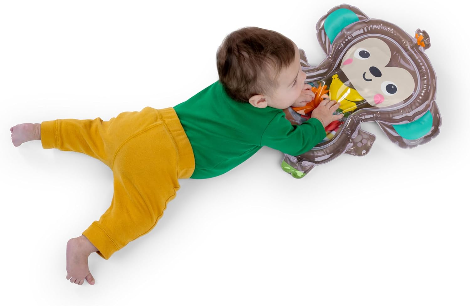 Alfombra de juegos inflable con agua para el tiempo boca abajo Hungry Monkey de Bright Starts, juguete sensorial para bebés de 0 a 6 meses