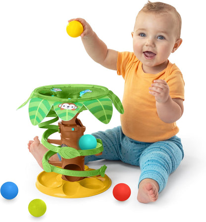 Bright Starts, Tour Tropical Twirl 2-en-1, avec Lumières et Musique, 5 Balles Fournies, pour Les 6 Mois et Plus, Unisexe