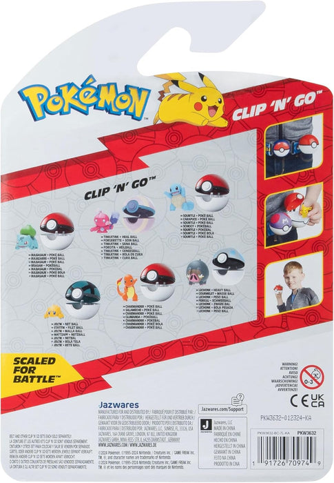 Pokémon PKW3632 - Clip'n'Go Poké Ball - Cotton Cord & Netball, Official Pokéball with 5 cm Figure