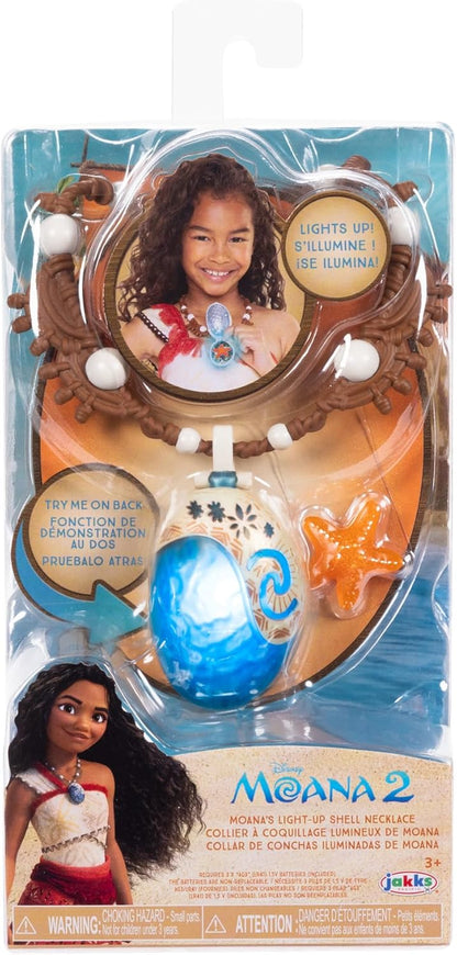 Moana 2 Disney’s Necklace Magical Seashell Star Light-Up Necklace by Jakks Pacific, For Girls Role Play and Dress Up Officially Licensed by Disney