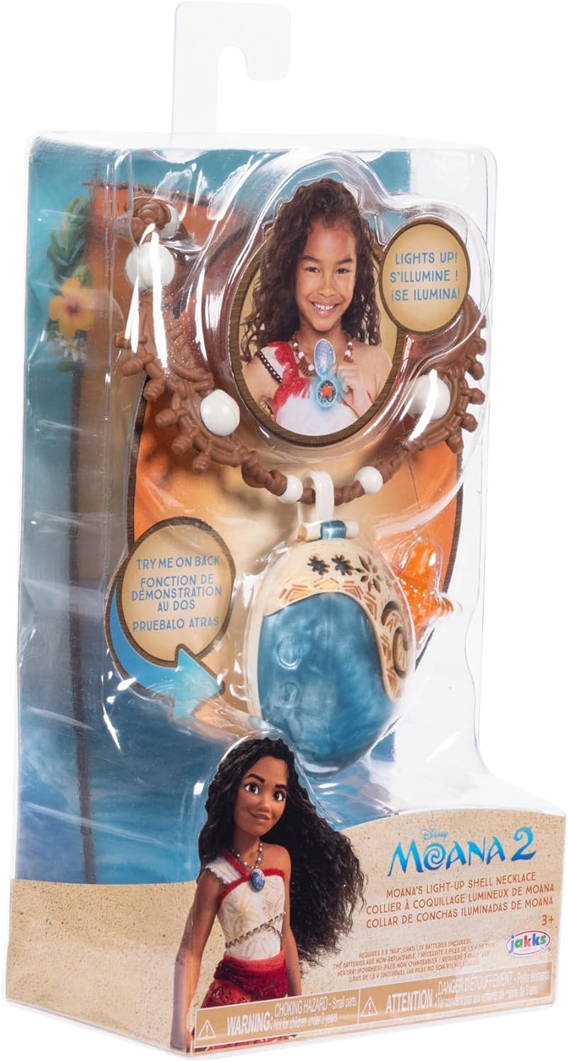 Moana 2 Disney’s Necklace Magical Seashell Star Light-Up Necklace by Jakks Pacific, For Girls Role Play and Dress Up Officially Licensed by Disney
