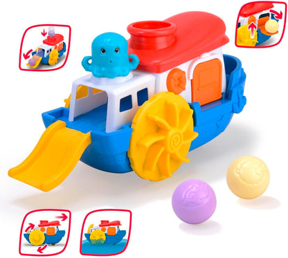 ABC – Sammy Splash Water Toy, 30 cm, Colourful Boat with Accessories and Splash Function, Bath Toy for Children and Babies from 1 Year (204115005