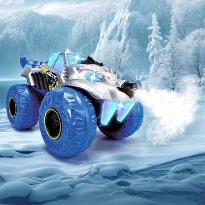 Dickie Toys – Arctic Ice Monster Auto, 25 cm, grande monster truck con funzione vapore e pneumatici in gomma, macchinina giocattolo per bambini dai 3 anni, luci e suoni, batterie incluse, 203754002