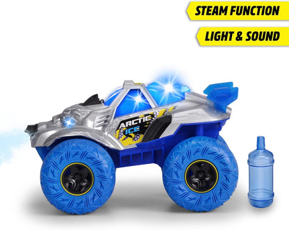 Dickie Toys – Arctic Ice Monster Auto, 25 cm, grande monster truck con funzione vapore e pneumatici in gomma, macchinina giocattolo per bambini dai 3 anni, luci e suoni, batterie incluse, 203754002