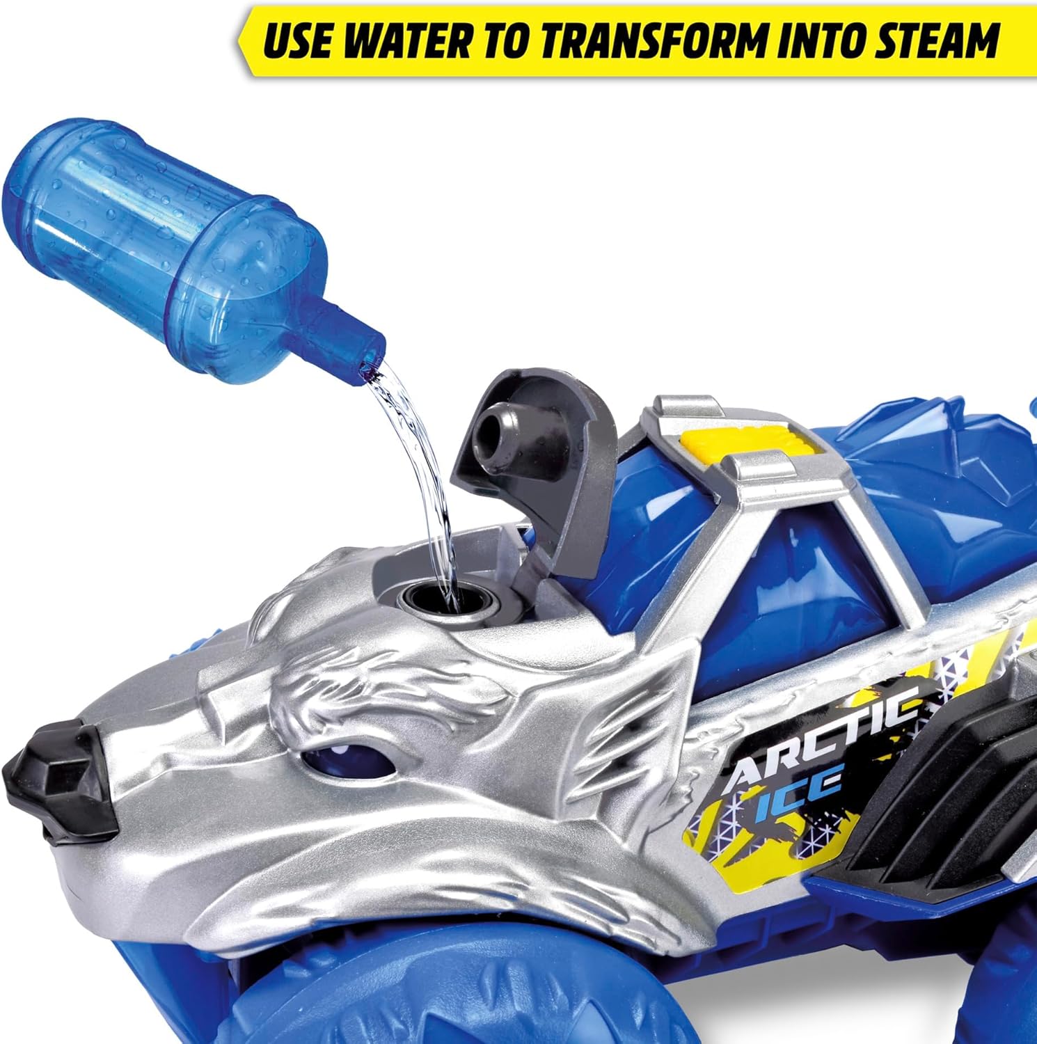 Dickie Toys – Arctic Ice Monster Auto, 25 cm, grande monster truck con funzione vapore e pneumatici in gomma, macchinina giocattolo per bambini dai 3 anni, luci e suoni, batterie incluse, 203754002
