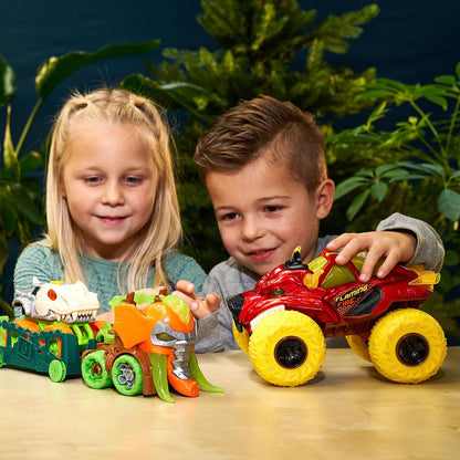 Dickie Toys - Flaming Fire Monster Auto (25 cm) - Camión Monstruo Grande a Partir de 3 años con función de Vapor y neumáticos de Goma, Coche de Juguete para niños con Rueda Libre, luz y Sonido