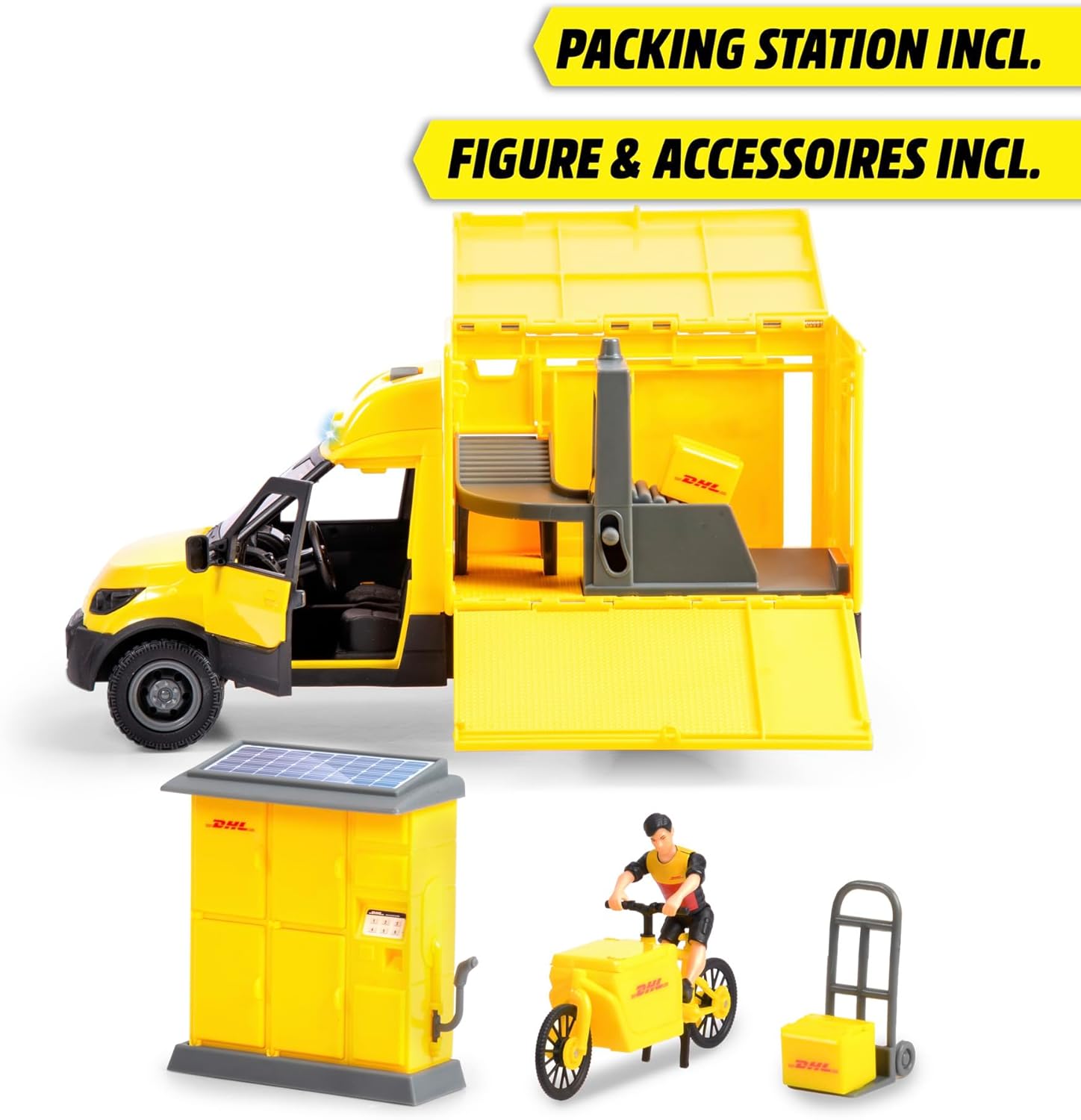 Dickie Toys: Dhl Delivery Set Cm.25 Con Personaggio E Accessori