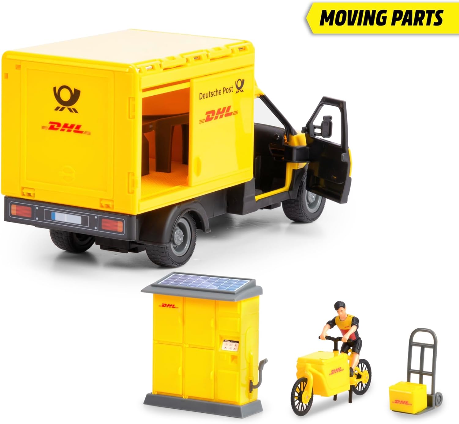 Dickie Toys: Dhl Delivery Set Cm.25 Con Personaggio E Accessori