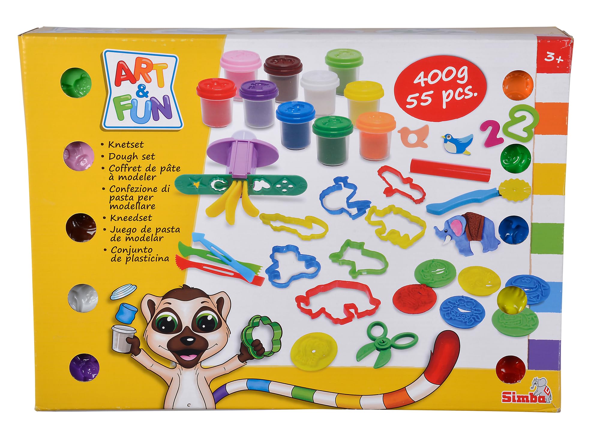 Simba 106324614 Art & Fun Leklera Set Large Set by Spielera von Kunst & Spaß, Contains 10 x 40 g Leklera, Shapes and More Accessories, 55 Pieces, from 3 Years