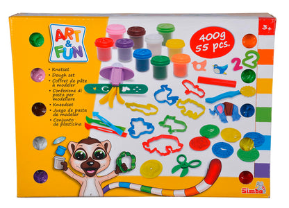 Simba 106324614 Art & Fun Leklera Set Large Set by Spielera von Kunst & Spaß, Contains 10 x 40 g Leklera, Shapes and More Accessories, 55 Pieces, from 3 Years