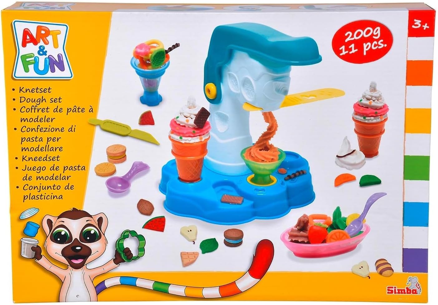 Simba Buntes Eisdielenset aus Kunststoffmasse und Zubehör