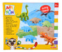 Art and Fun Dinosaur Play Sand Set, 3 x 200 g Sand, Platform, 4 x Dino 3D Shape, Fossil Shape, Scooter, Knife, from 3 Years