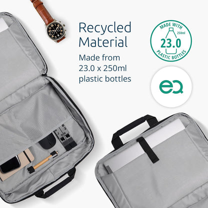 Kensington EQ 16" Laptop Carrying Case, Protective with Padded Straps and Compartments, Clampshell Design, Made from 23.0 x 250ml plastic bottles - For Laptops Up to 16" (K60390WW