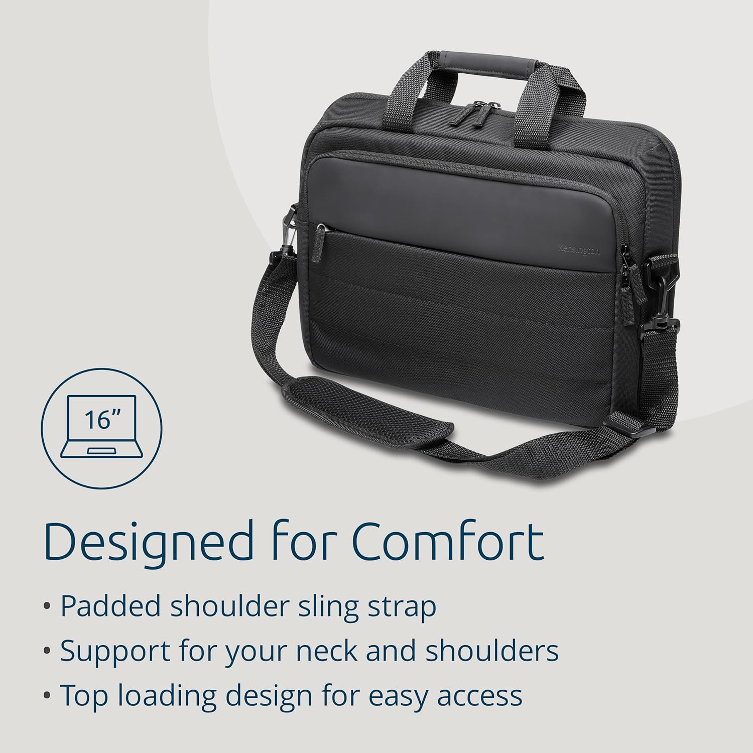 Kensington EQ 16" Laptop Carrying Case, Protective with Padded Straps and Compartments, Clampshell Design, Made from 23.0 x 250ml plastic bottles - For Laptops Up to 16" (K60390WW