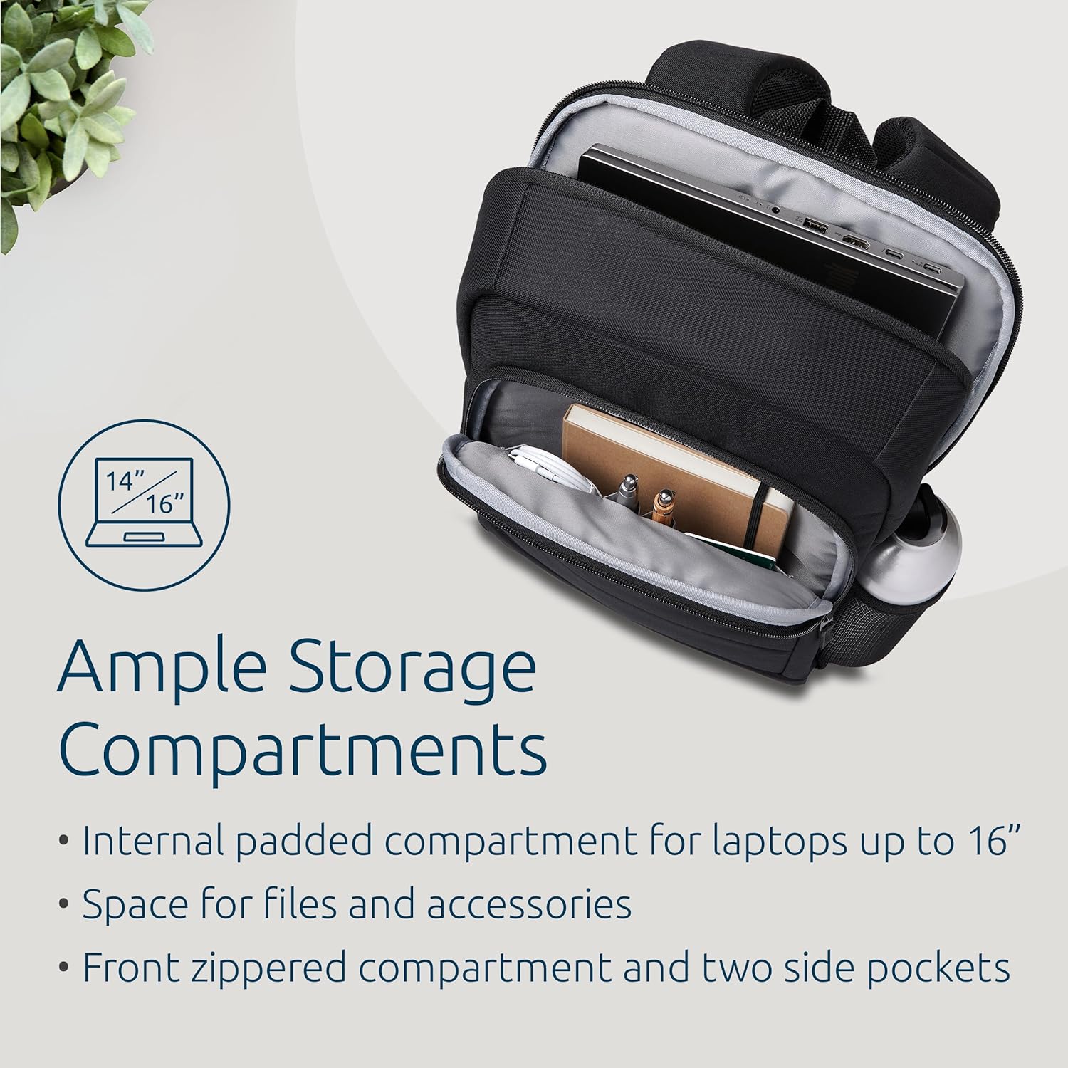Kensington EQ 14" Laptop Backpack - Protective with Padded Straps and Breathable Mesh Fabric, Made from 14.5 x 250ml plastic bottles - for Laptops Up to 14" (K60391WW