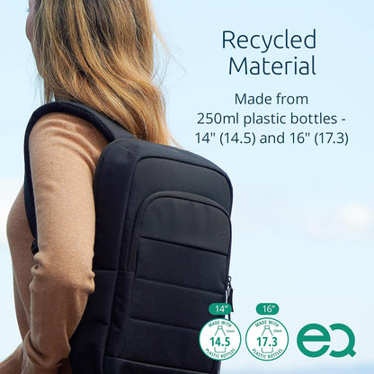 Kensington EQ 14" Laptop Backpack - Protective with Padded Straps and Breathable Mesh Fabric, Made from 14.5 x 250ml plastic bottles - for Laptops Up to 14" (K60391WW