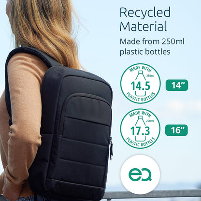 Kensington EQ 16" Laptop Backpack - Protective with Padded Straps and Breathable Mesh Fabric, Made from 17.3 x 250ml plastic bottles - for Laptops Up to 16" (K60392WW