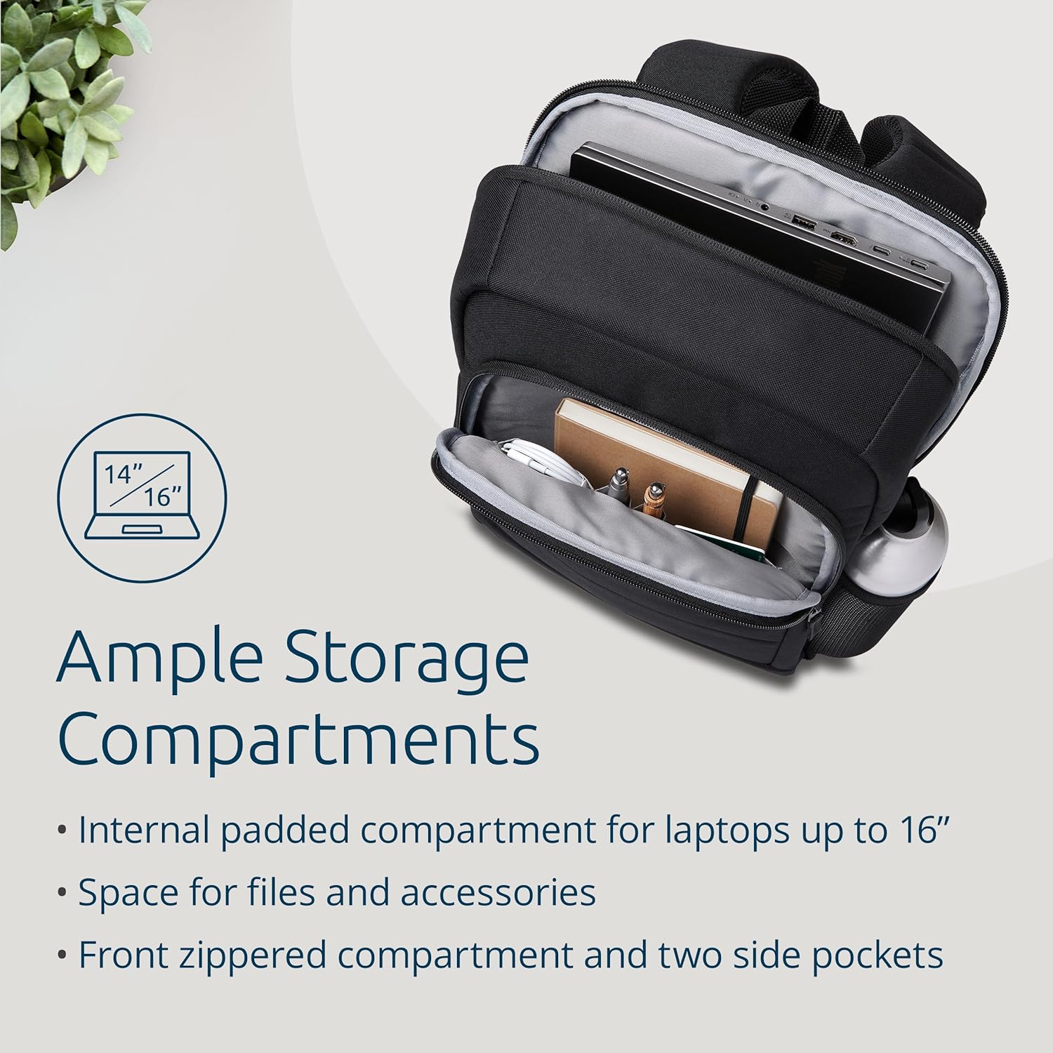 Kensington EQ 16" Laptop Backpack - Protective with Padded Straps and Breathable Mesh Fabric, Made from 17.3 x 250ml plastic bottles - for Laptops Up to 16" (K60392WW