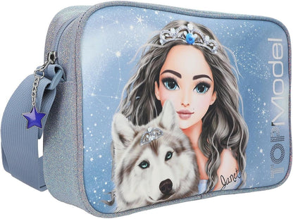 Depesche 13152 TOPModel Wolf Shoulder Bag in Dark Blue, with Model Motif, Stars and Glitter, Bag with Adjustable Shoulder Strap, Multicoloured