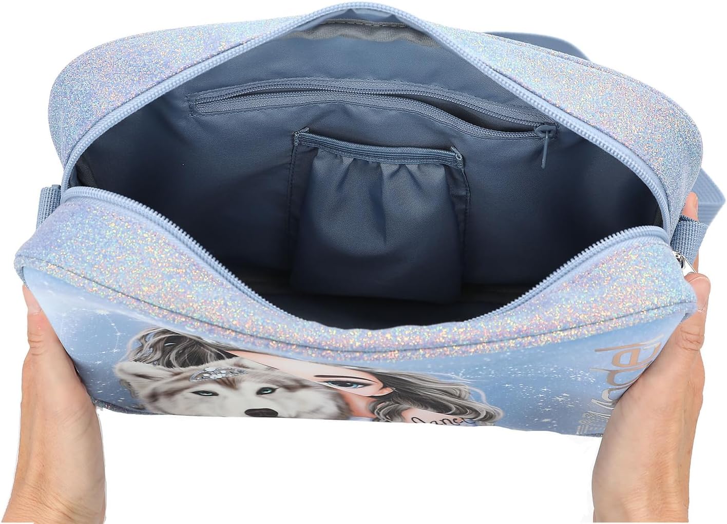 Depesche 13152 TOPModel Wolf Shoulder Bag in Dark Blue, with Model Motif, Stars and Glitter, Bag with Adjustable Shoulder Strap, Multicoloured