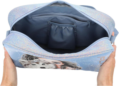 Depesche 13152 TOPModel Wolf Shoulder Bag in Dark Blue, with Model Motif, Stars and Glitter, Bag with Adjustable Shoulder Strap, Multicoloured