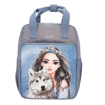 Depesche Unisex Topmodel Wolf 13153 TOPModel Wolf - Kleine Umhängetasche in Dunkelblau, mit Model Motiv, Sternen und Glitzer, Tasche mit verstellbarem Schultergurt (1er Pack