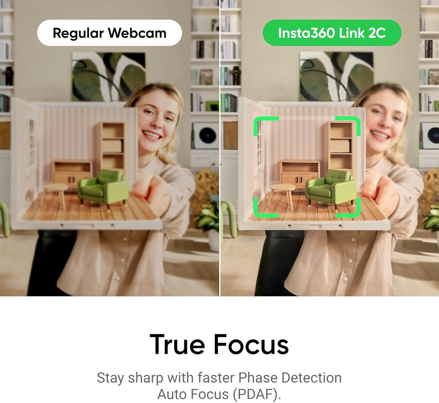 Insta360 Link 2 C AI-Powered 4K Webcam with 1/2" Sensor for Increased Detail, Pro Audio, Gesture Control, HDR, AI Tracking, Deskview and Streamer Mode - Built-in Privacy Protection