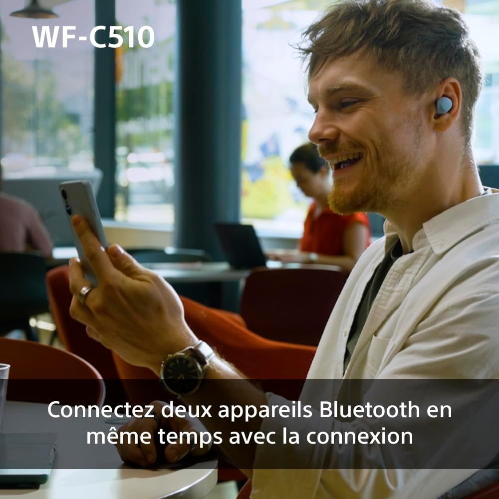 Sony WF-C510 Truly Wireless Earbuds – Small, Light, Bluetooth In Ear Headphones with Multipoint Connection, Ambient Sound, IPX4 Rating, Spotify Tap, Quick Charge, 22 HR Battery, iOS & Android - Blue
