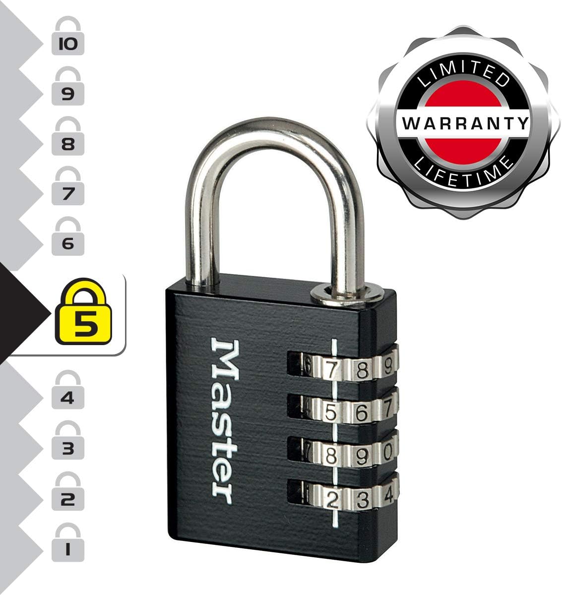 Masterlock Aluminium Combination Padlock 40mm Black - 40503