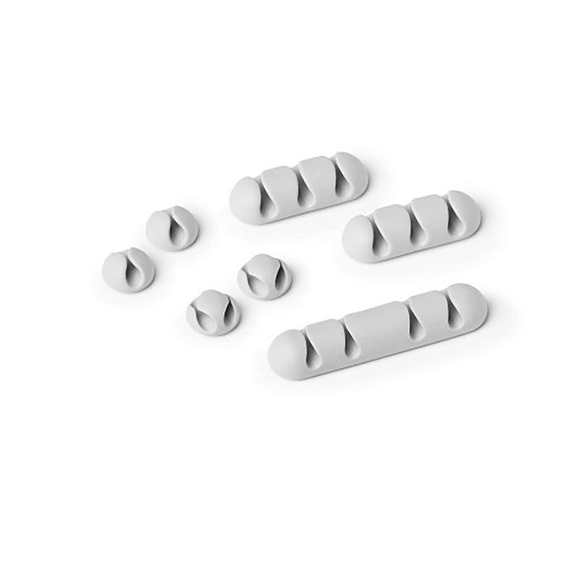 Durable CAVOLINE Cable Management Cable Clips | Pack of 7 Assorted Grey Self-Adhesive Clips | Ideal for Quick and Easy Wire Management | Extreme for Holding USB Charging Cables, etc.