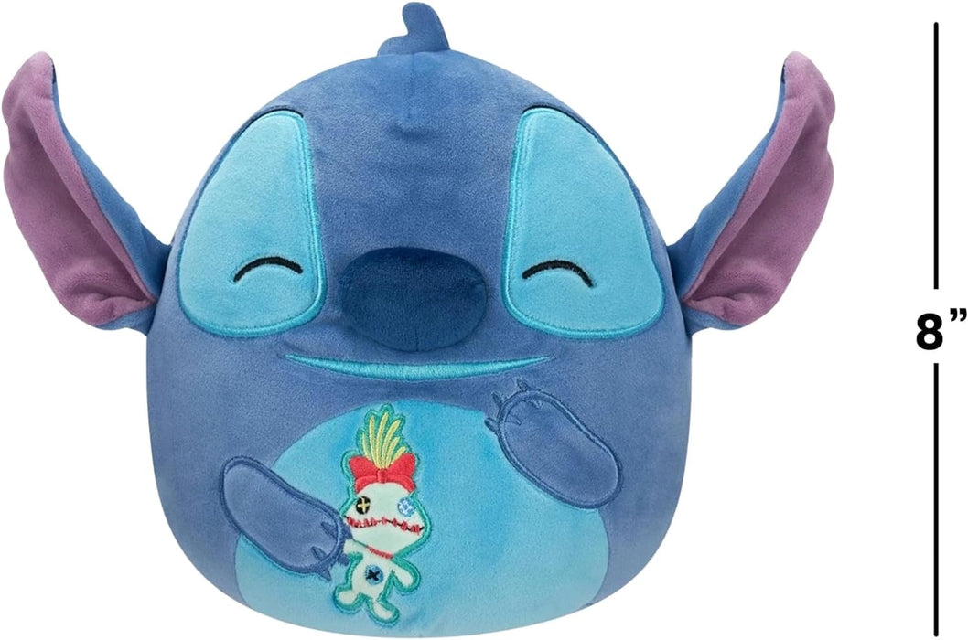 Squishmallows Original Disney 8 Inch Stitch with Scrump - Little Ultrasoft Official Jazwares Plush