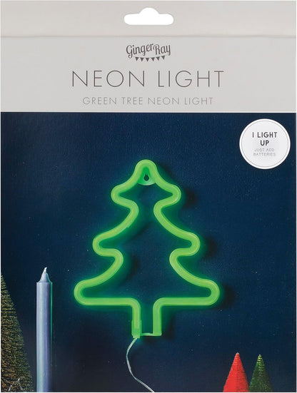 Ginger Ray Christmas Green Tree Neon Light Fireplace Tabletop Decoration
