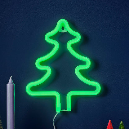 Ginger Ray Christmas Green Tree Neon Light Fireplace Tabletop Decoration
