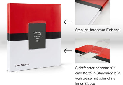 Leuchtturm 368642 TCG Album Pro Small - mit 20 Hüllen für 160 Sammelkarten wie Pokémon oder Digimon, Hardcover rot-weiß