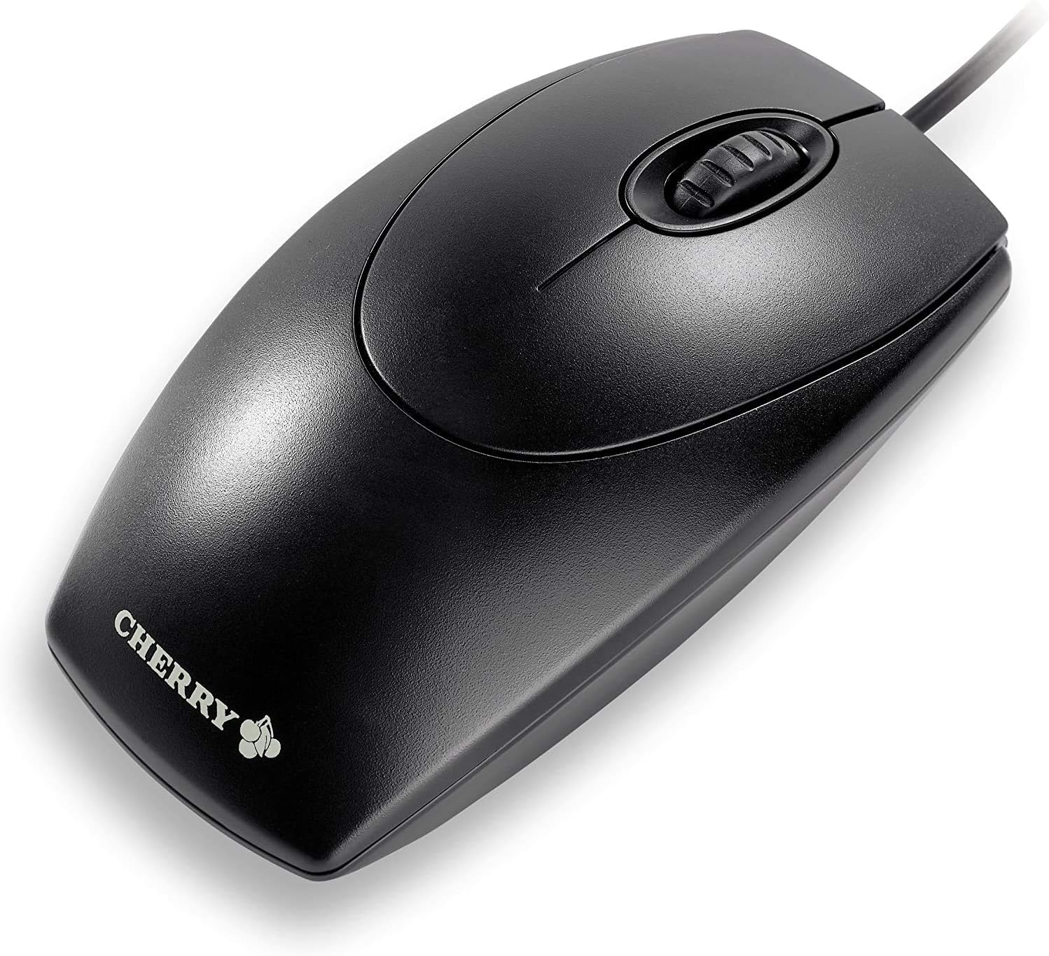CHERRY WheelMouse, Kabelgebundene Maus, Symmetrisches Design für Rechts- und Linkshänder, Optischer Sensor, USB-Anschluss, PS/2-Adapter inklusive, Schwarz