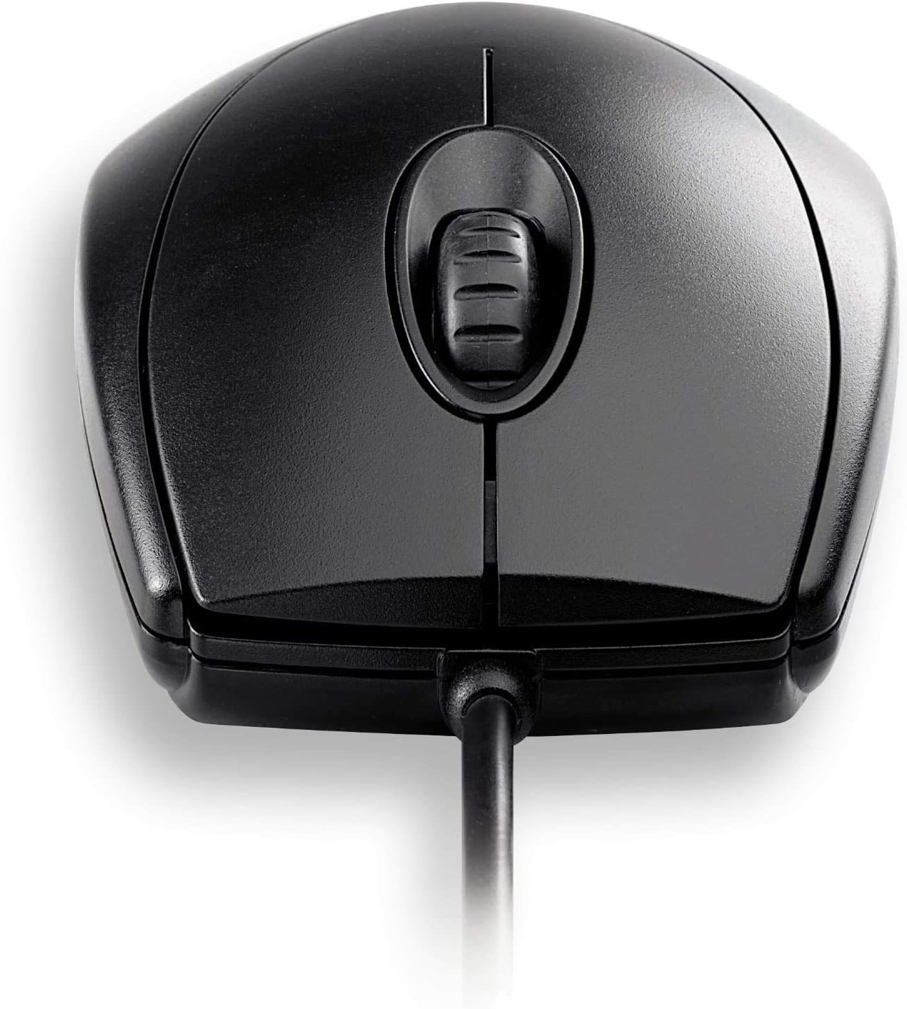CHERRY WheelMouse, Kabelgebundene Maus, Symmetrisches Design für Rechts- und Linkshänder, Optischer Sensor, USB-Anschluss, PS/2-Adapter inklusive, Schwarz