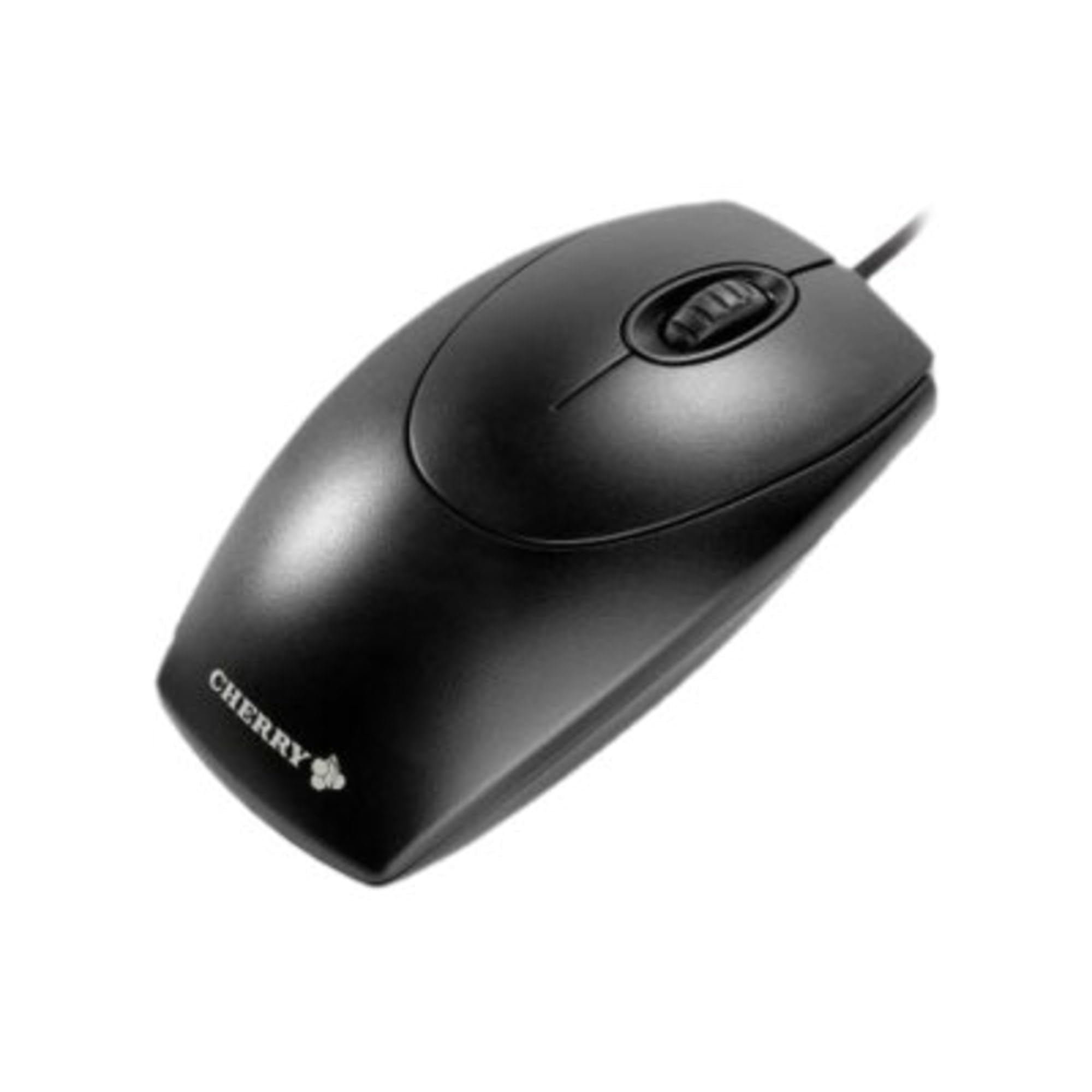 CHERRY WheelMouse, Kabelgebundene Maus, Symmetrisches Design für Rechts- und Linkshänder, Optischer Sensor, USB-Anschluss, PS/2-Adapter inklusive, Schwarz