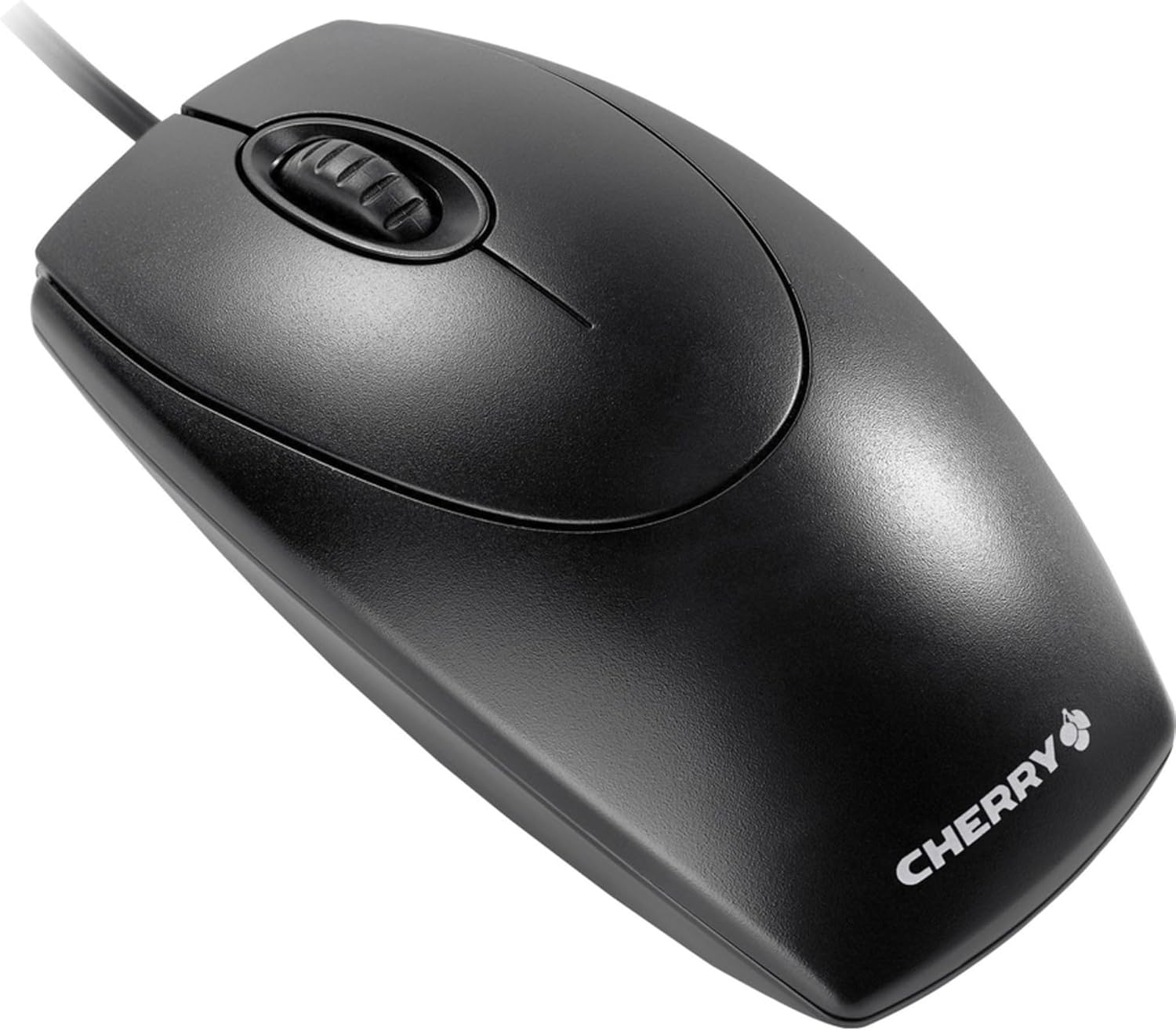CHERRY WheelMouse, Kabelgebundene Maus, Symmetrisches Design für Rechts- und Linkshänder, Optischer Sensor, USB-Anschluss, PS/2-Adapter inklusive, Schwarz