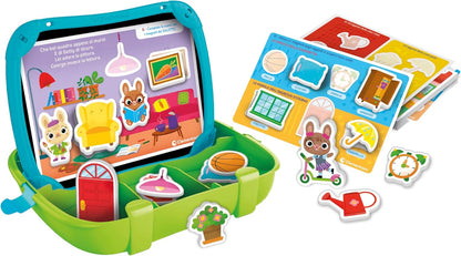 Clementoni- Sapientino Valigetta Casetta Gioco Educativo Montessori 2 Anni per Imparare Nuove Parole, Lavagna Magnetica e Tessere, Sviluppo Linguaggio Metodo Montessoriano, 16461, Multicolore